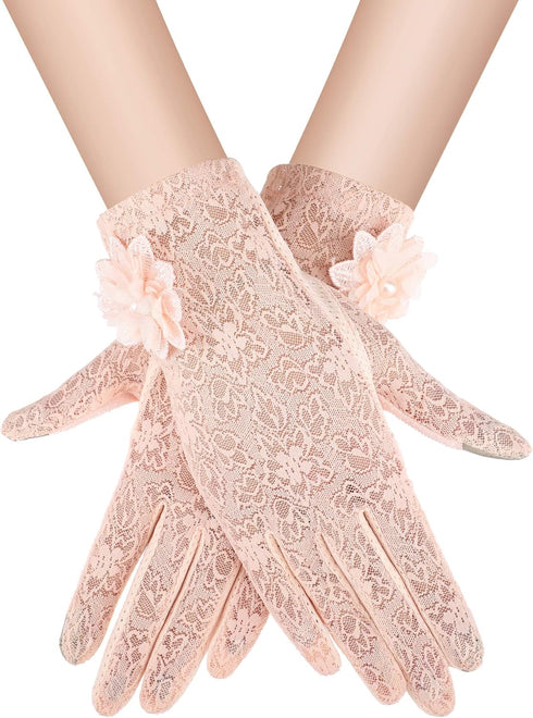 SATINIOR Lace Gloves Women Short Floral Gloves Fingerless Gloves Elegant Ladies Gloves for Wedding Party...